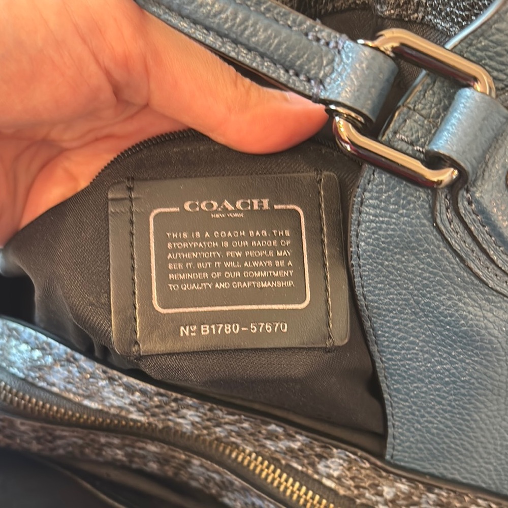 Coach Teal Leather Shoulder Tote - Picture 8 of 9